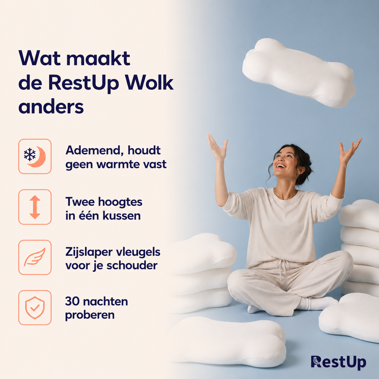 RestUp Wolk™ Ergonomisch Nekkussen
